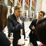 Representative Mike Rogers (R-MI) (left) talks to reporters at the U.S. Capitol in Washington December 31, 2012. REUTERS/Jonathan Ernst