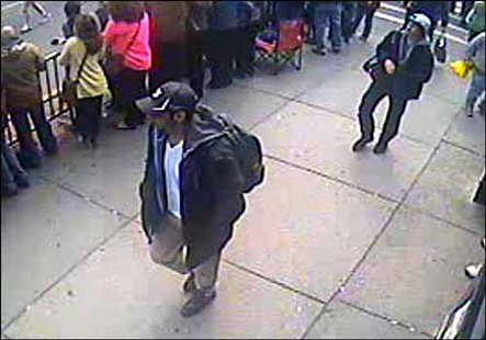 Suspects wanted for questioning in relation to the Boston Marathon bombing April 15 are revealed in this handout photo during an FBI news co Suspects wanted for questioning in relation to the Boston Marathon bombing April 15 are revealed in this handout photo during an FBI news co