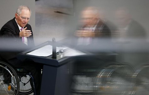 German Finance Minister Wolfgang Schaeuble is reflected in a window as he addresses the lower house of parliament Bundestag in Berlin, April German Finance Minister Wolfgang Schaeuble is reflected in a window as he addresses the lower house of parliament Bundestag in Berlin, April