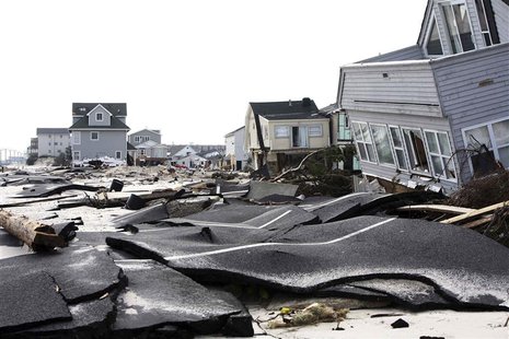 Streets damaged during Hurricane Sandy are seen in Ortley Beach, New Jersey, in this November 10, 2012 file photo. REUTERS/Tim Larsen/Govern Streets damaged during Hurricane Sandy are seen in Ortley Beach, New Jersey, in this November 10, 2012 file photo. REUTERS/Tim Larsen/Govern