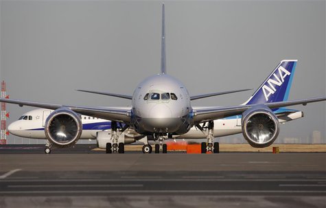All Nippon Airways' (ANA) Boeing Co's 787 Dreamliner plane (front) is seen as ANA's Airbus A320 jet taxis at Haneda airport in Tokyo January All Nippon Airways' (ANA) Boeing Co's 787 Dreamliner plane (front) is seen as ANA's Airbus A320 jet taxis at Haneda airport in Tokyo January
