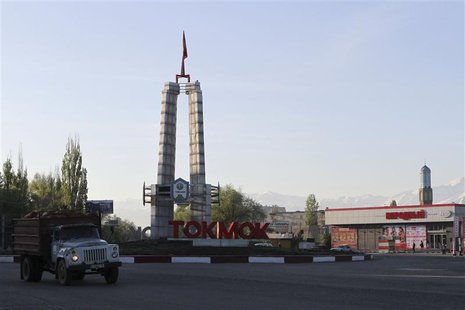 A truck drives past a sign at the entrance to the Kyrgyz city of Tokmok April 20, 2013. Boston bombing suspect Dzhokhar Tsarnaev was born in A truck drives past a sign at the entrance to the Kyrgyz city of Tokmok April 20, 2013. Boston bombing suspect Dzhokhar Tsarnaev was born in