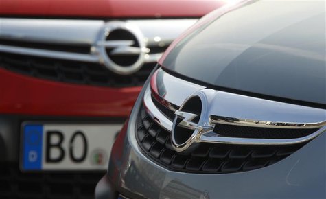 Opel cars are pictured at the Opel plant of Bochum in March 28, 2012. REUTERS/Ina Fassbender Opel cars are pictured at the Opel plant of Bochum in March 28, 2012. REUTERS/Ina Fassbender
