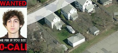 Dzhokhar Tsarnaev, the second Boston bombing suspect, is believed injured and hiding under the tarp of the boat you see parked in the backyard of this Franklin Street home in Watertown, MA
Dzhokhar Tsarnaev, the second Boston bombing suspect, is believed injured and hiding under the tarp of the boat you see parked in the backyard of this Franklin Street home in Watertown, MA