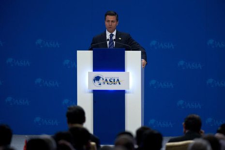 Mexican President Enrique Pena Nieto speaks at the opening ceremony of the annual Boao Forum in Boao, in southern China's Hainan province, A Mexican President Enrique Pena Nieto speaks at the opening ceremony of the annual Boao Forum in Boao, in southern China's Hainan province, A