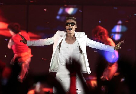 Canadian singer Justin Bieber performs on stage during the first of his three concerts at Telenor Arena in Oslo April 16, 2013. REUTERS/Lise Canadian singer Justin Bieber performs on stage during the first of his three concerts at Telenor Arena in Oslo April 16, 2013. REUTERS/Lise