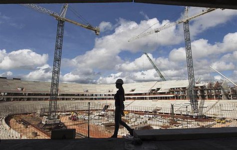 A worker walks inside the Arena da Amazonia, or Vivaldo Lima Stadium, as it is being rebuilt to host the 2014 World Cup, in Manaus April 12, A worker walks inside the Arena da Amazonia, or Vivaldo Lima Stadium, as it is being rebuilt to host the 2014 World Cup, in Manaus April 12,