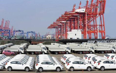 Chinese cars for exporting are parked at a port of Liangyungang, Jiangsu province, March 31, 2013. China's official manufacturing purchasing Chinese cars for exporting are parked at a port of Liangyungang, Jiangsu province, March 31, 2013. China's official manufacturing purchasing