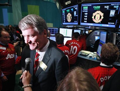 Manchester United CEO David Gill gives an interview following Manchester United Ltd initial public offering on the floor of the New York Sto Manchester United CEO David Gill gives an interview following Manchester United Ltd initial public offering on the floor of the New York Sto