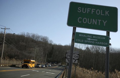 A Suffolk County sign is seen along the road entering Cold Spring Harbor, New York March 7, 2012. REUTERS/Shannon Stapleton A Suffolk County sign is seen along the road entering Cold Spring Harbor, New York March 7, 2012. REUTERS/Shannon Stapleton