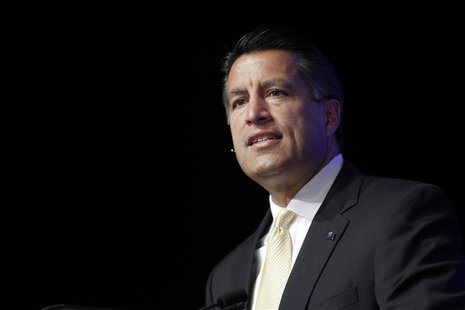 Nevada Governor Brian Sandoval gives a welcoming address at the Skybridge Alternatives (SALT) Conference in Las Vegas, Nevada May 9, 2012. R Nevada Governor Brian Sandoval gives a welcoming address at the Skybridge Alternatives (SALT) Conference in Las Vegas, Nevada May 9, 2012. R
