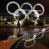 The Olympic rings are seen in front of the airport of Sochi, the host city for the Sochi 2014 Winter Olympics April 22, 2013. REUTERS/Alexan The Olympic rings are seen in front of the airport of Sochi, the host city for the Sochi 2014 Winter Olympics April 22, 2013. REUTERS/Alexan