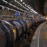 The LHC (Large Hadron Collider) tunnel is pictured during a visit at the Organization for Nuclear Research (CERN) in Meyrin, near Geneva Apr The LHC (Large Hadron Collider) tunnel is pictured during a visit at the Organization for Nuclear Research (CERN) in Meyrin, near Geneva Apr