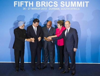(L-R) Indian Prime Minister Manmohan Singh, Chinese President Xi Jinping, South African President Jacob Zuma, Brazilian President Dilma Rous (L-R) Indian Prime Minister Manmohan Singh, Chinese President Xi Jinping, South African President Jacob Zuma, Brazilian President Dilma Rous