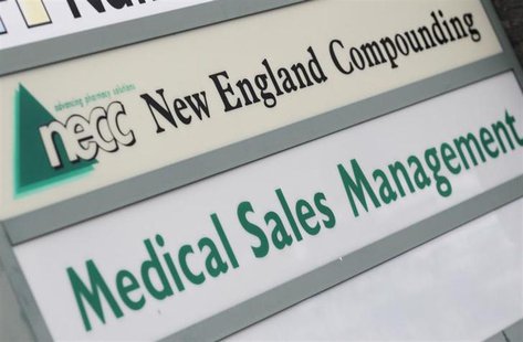 A sign for pharmaceutical compounding company New England Compounding Center (NECC), a producer of the steroid methylprednisolone acetate, i A sign for pharmaceutical compounding company New England Compounding Center (NECC), a producer of the steroid methylprednisolone acetate, i