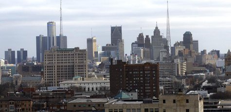 Downtown Detroit is seen through a window from the State Of Michigan offices in Detroit, Michigan February 21, 2013. REUTERS/ Rebecca Cook Downtown Detroit is seen through a window from the State Of Michigan offices in Detroit, Michigan February 21, 2013. REUTERS/ Rebecca Cook