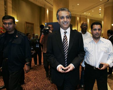 Bahrain's Sheikh Salman bin Ebrahim al-Khalifa, who is running for the West Asia seat in the FIFA executive committee, arrives for a dinner Bahrain's Sheikh Salman bin Ebrahim al-Khalifa, who is running for the West Asia seat in the FIFA executive committee, arrives for a dinner