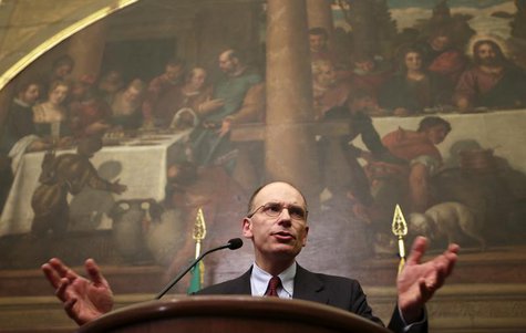 Deputy leader of Italy's centre-left Democratic Party (PD) Enrico Letta talks during a news conference at Montecitorio palace in Rome April Deputy leader of Italy's centre-left Democratic Party (PD) Enrico Letta talks during a news conference at Montecitorio palace in Rome April