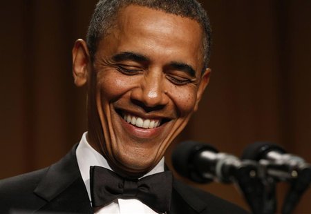 U.S. President Barack Obama laughs while speaking at the White House Correspondents Association Dinner in Washington April 27, 2013. REUTERS U.S. President Barack Obama laughs while speaking at the White House Correspondents Association Dinner in Washington April 27, 2013. REUTERS