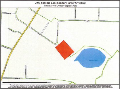 The area in the red box should be avoided, for the next two days. The area in the blue box is a lake. The area in the red box should be avoided, for the next two days. The area in the blue box is a lake.
