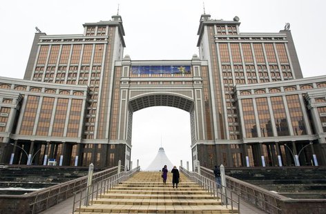 A general view the Kazakhstan's national oil company "KazMunayGas" (KMG) headquarters in Astana March 24, 2013. Picture taken March 24, 2013 A general view the Kazakhstan's national oil company "KazMunayGas" (KMG) headquarters in Astana March 24, 2013. Picture taken March 24, 2013