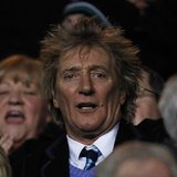 British singer Rod Stewart reacts ahead of the Champions League soccer match between Celtic and Juventus at Celtic Park stadium in Glasgow, British singer Rod Stewart reacts ahead of the Champions League soccer match between Celtic and Juventus at Celtic Park stadium in Glasgow,