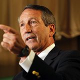 Former South Carolina Governor Mark Sanford makes a point during the debate with Democrat Elizabeth Colbert Busch for the South Carolina 1st