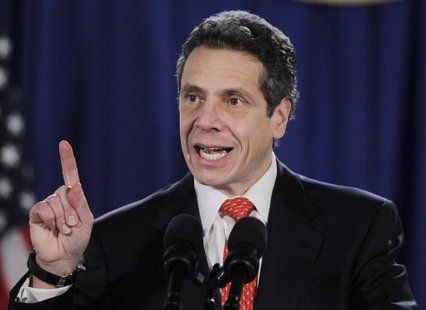 New York Governor Andrew Cuomo speaks during a swearing-in ceremony in the War Room of the Capitol in Albany, New York January 1, 2011. REUT New York Governor Andrew Cuomo speaks during a swearing-in ceremony in the War Room of the Capitol in Albany, New York January 1, 2011. REUT