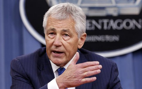 U.S. Defense Secretary Chuck Hagel speaks during a briefing on the Defense Department's FY2014 budget at the Pentagon in Washington April 10 U.S. Defense Secretary Chuck Hagel speaks during a briefing on the Defense Department's FY2014 budget at the Pentagon in Washington April 10