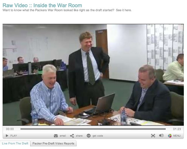 Screen shot of the raw war room video taken minutes before the draft began