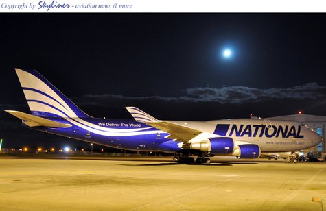 The cargo conversion of the Boeing 747 jet liner flown by National, and contracted by the U.S. Government. The cargo conversion of the Boeing 747 jet liner flown by National, and contracted by the U.S. Government.