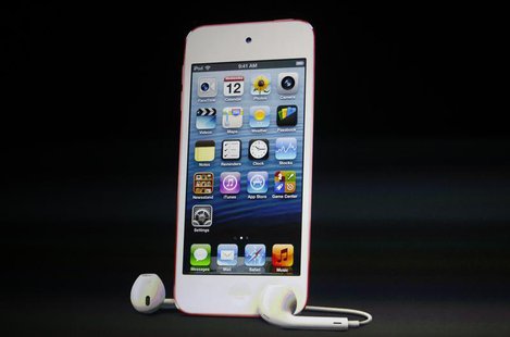 The refreshed iPod Touch with new earpods is introduced during Apple Inc.'s iPhone media event in San Francisco, California September 12, 20 The refreshed iPod Touch with new earpods is introduced during Apple Inc.'s iPhone media event in San Francisco, California September 12, 20