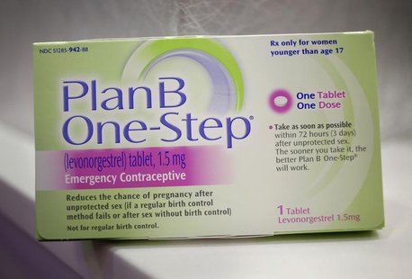 A Plan B One-Step emergency contraceptive box is seen in New York, April 5, 2013. REUTERS/Shannon Stapleton A Plan B One-Step emergency contraceptive box is seen in New York, April 5, 2013. REUTERS/Shannon Stapleton