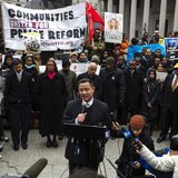 New York City Comptroller and mayoral candidate John Liu speaks in support of a demonstration against the New York Police Department's "stop New York City Comptroller and mayoral candidate John Liu speaks in support of a demonstration against the New York Police Department's "stop