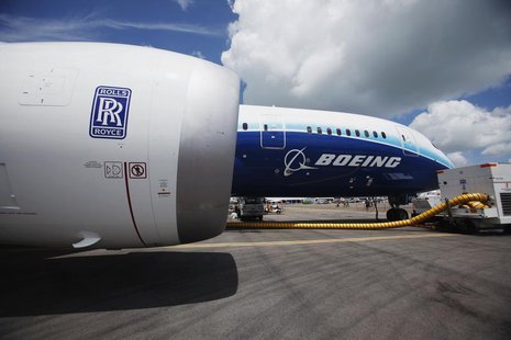 A view of one of two Rolls Royce Trent 1000 engines of the Boeing 787 Dreamliner during a media tour of the aircraft ahead of the Singapore A view of one of two Rolls Royce Trent 1000 engines of the Boeing 787 Dreamliner during a media tour of the aircraft ahead of the Singapore