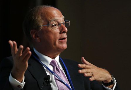 BlackRock Chairman and Chief Executive Officer Laurence Fink speaks during a programme of seminars at the Annual Meetings of the Internation BlackRock Chairman and Chief Executive Officer Laurence Fink speaks during a programme of seminars at the Annual Meetings of the Internation