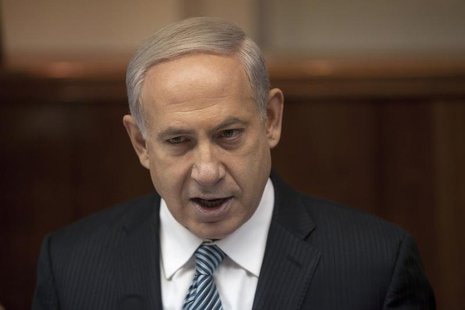 Israel's Prime Minister Benjamin Netanyahu attends the weekly cabinet meeting in Jerusalem April 28, 2013. REUTERS/Sebastian Scheiner/Pool Israel's Prime Minister Benjamin Netanyahu attends the weekly cabinet meeting in Jerusalem April 28, 2013. REUTERS/Sebastian Scheiner/Pool