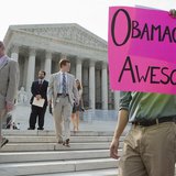 Supporters of the Affordable Healthcare Act gather in front of the Supreme Court before the court's announcement of the legality of the law Supporters of the Affordable Healthcare Act gather in front of the Supreme Court before the court's announcement of the legality of the law