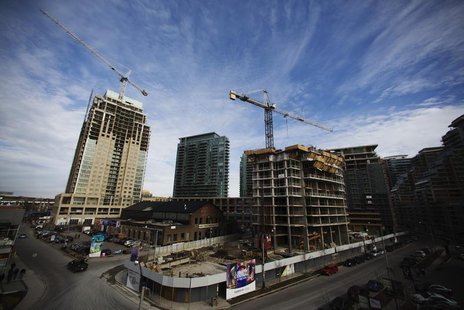 Cranes stand at various condominium developments in Toronto December 6, 2012. REUTERS/Mark Blinch Cranes stand at various condominium developments in Toronto December 6, 2012. REUTERS/Mark Blinch