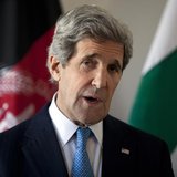 U.S. Secretary of State John Kerry delivers a statement after a meeting with Afghan President Hamid Karzai and Pakistani Army Chief General 