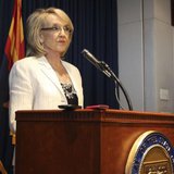 Arizona Governor Jan Brewer addresses the media about the Supreme Court's decision on SB1070 in Phoenix, Arizona, June 25, 2012. REUTERS/Dar Arizona Governor Jan Brewer addresses the media about the Supreme Court's decision on SB1070 in Phoenix, Arizona, June 25, 2012. REUTERS/Dar