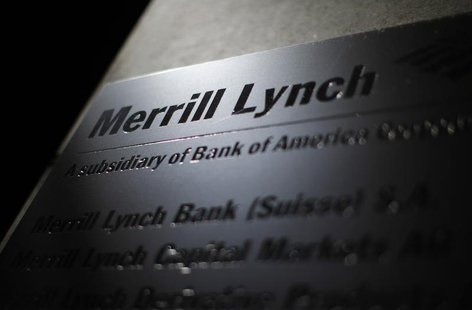 A logo of Merrill Lynch is pictured at a branch in Zurich August 12, 2012. REUTERS/Michael Buholzer A logo of Merrill Lynch is pictured at a branch in Zurich August 12, 2012. REUTERS/Michael Buholzer
