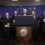 The U.S. Senate's "Gang on Eight" are pictured during a news briefing on Capitol Hill in Washington, April 18, 2013. REUTERS/Jason Reed The U.S. Senate's "Gang on Eight" are pictured during a news briefing on Capitol Hill in Washington, April 18, 2013. REUTERS/Jason Reed