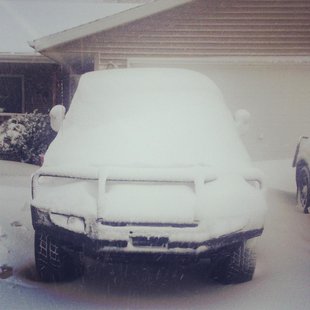 17 inches of snow helped hide this Toyota XJ after 5/1/13 snowstorm in Cameron, WI 17 inches of snow helped hide this Toyota XJ after 5/1/13 snowstorm in Cameron, WI