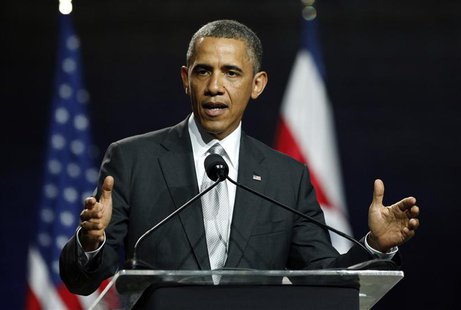 U.S. President Barack Obama speaks as he and Costa Rica's President Laura Chinchilla hold a news conference after their meeting at Casa Amar U.S. President Barack Obama speaks as he and Costa Rica's President Laura Chinchilla hold a news conference after their meeting at Casa Amar