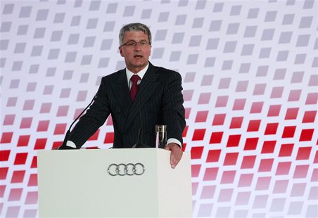 Audi Chief Executive Officer Rupert Stadler delivers a speech during the opening ceremony of the carmaker's new plant in the town of San Jos Audi Chief Executive Officer Rupert Stadler delivers a speech during the opening ceremony of the carmaker's new plant in the town of San Jos