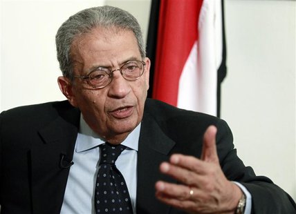 Opposition leader Amr Moussa, 76, a former Arab League secretary-general and Egyptian foreign minister, talks to Reuters during an interview Opposition leader Amr Moussa, 76, a former Arab League secretary-general and Egyptian foreign minister, talks to Reuters during an interview