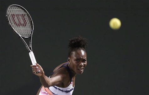 Venus Williams of the U.S. returns a shot to Kimiko Date-Krumm of Japan at the Sony Open tennis tournament in Key Biscayne, Florida March 21 Venus Williams of the U.S. returns a shot to Kimiko Date-Krumm of Japan at the Sony Open tennis tournament in Key Biscayne, Florida March 21