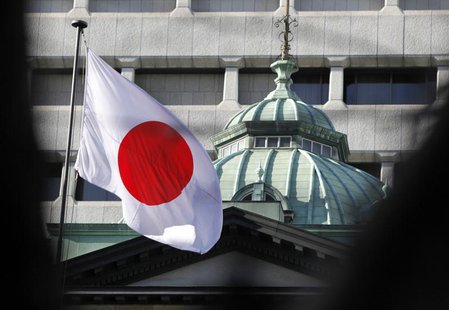 A Japanese national flag is hoisted at Bank of Japan headquarters in Tokyo February 25, 2013. REUTERS/Yuya Shino A Japanese national flag is hoisted at Bank of Japan headquarters in Tokyo February 25, 2013. REUTERS/Yuya Shino