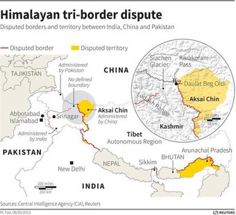 - INDIA-CHINA/ - Map of the Himalayas locating disputed borders and territory. - INDIA-CHINA/ - Map of the Himalayas locating disputed borders and territory.